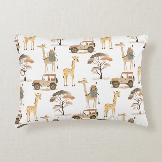 Oerwoud Safari met Giraffes Nursery Pattern Accent Kussen (Voorkant)