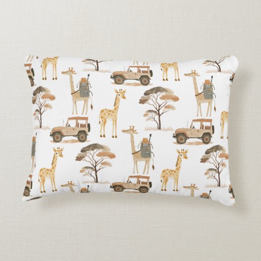 Oerwoud Safari met Giraffes Nursery Pattern Accent Kussen (Achterkant)