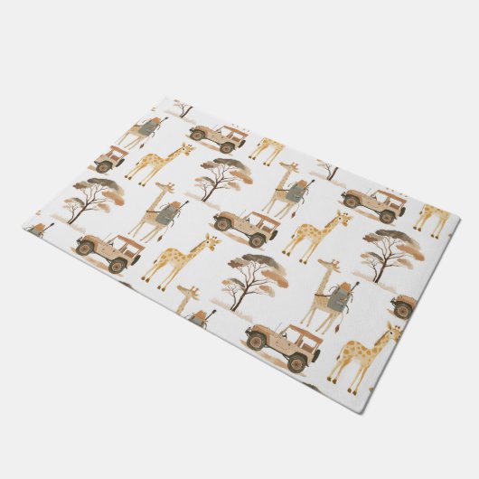 Oerwoud Safari met Giraffes Nursery Pattern Deurmat (Schuin)