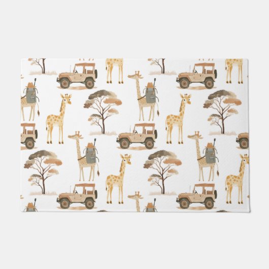Oerwoud Safari met Giraffes Nursery Pattern Deurmat (Voorkant)
