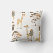 Oerwoud Safari met Giraffes Nursery Pattern Kussen (Achterkant)