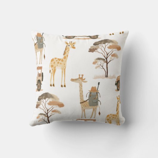 Oerwoud Safari met Giraffes Nursery Pattern Kussen (Achterkant)
