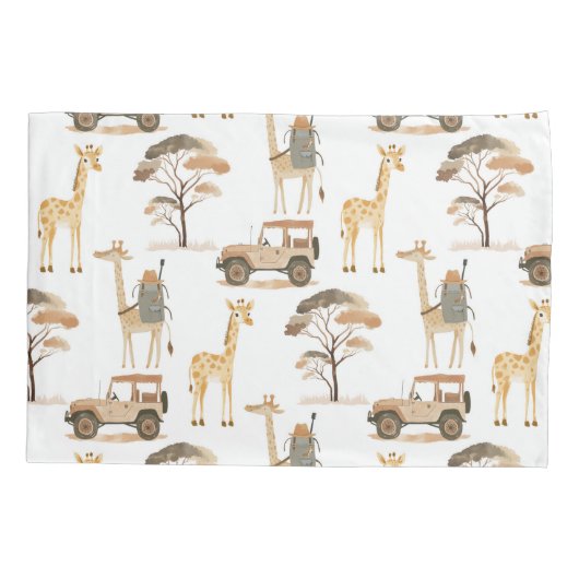 Oerwoud Safari met Giraffes Nursery Pattern Kussensloop (Achterkant)