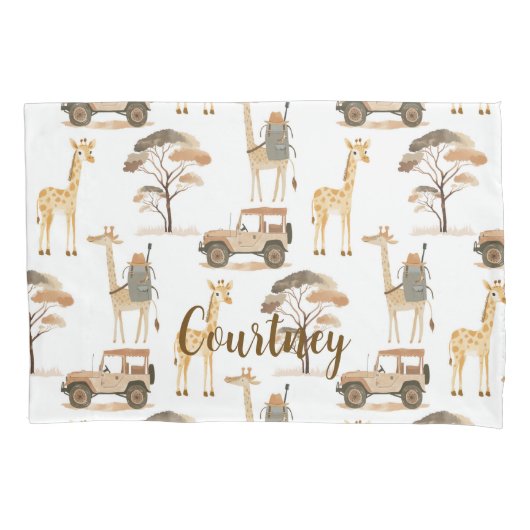 Oerwoud Safari met Giraffes Nursery Pattern Kussensloop (Voorkant)