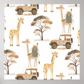 Oerwoud Safari met Giraffes Nursery Pattern Poster (Voorkant)