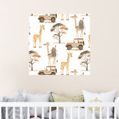 Oerwoud Safari met Giraffes Nursery Pattern Poster