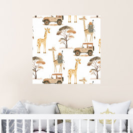 Oerwoud Safari met Giraffes Nursery Pattern Poster