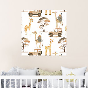 Oerwoud Safari met Giraffes Nursery Pattern Poster