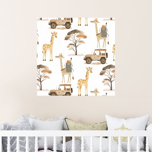 Oerwoud Safari met Giraffes Nursery Pattern Poster
