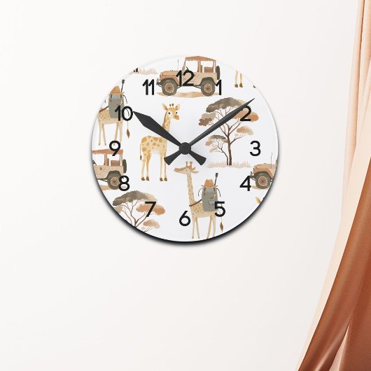 Oerwoud Safari met Giraffes Nursery Pattern Ronde Klok