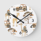 Oerwoud Safari met Giraffes Nursery Pattern Ronde Klok (Voorkant)