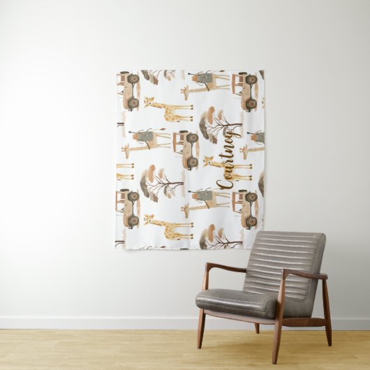 Oerwoud Safari met Giraffes Nursery Pattern Wandkleed (In situ)