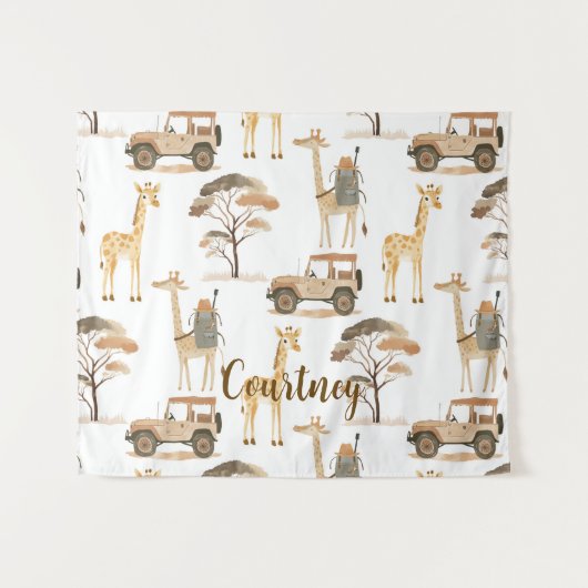 Oerwoud Safari met Giraffes Nursery Pattern Wandkleed (Voorkant (horizontaal))