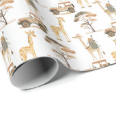 Oerwoud Safari met Giraffes Verjaardagsfeest Cadeaupapier (Rol Hoek)