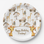 Oerwoud Safari met Giraffes Verjaardagsfeest Papieren Bordje (Voorkant)