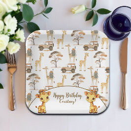Oerwoud Safari met Giraffes Verjaardagsfeest Papieren Bordje