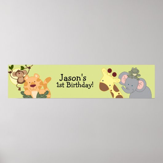 OERWOUD SAFARI Monkey Birthday Banner Poster (Voorkant)