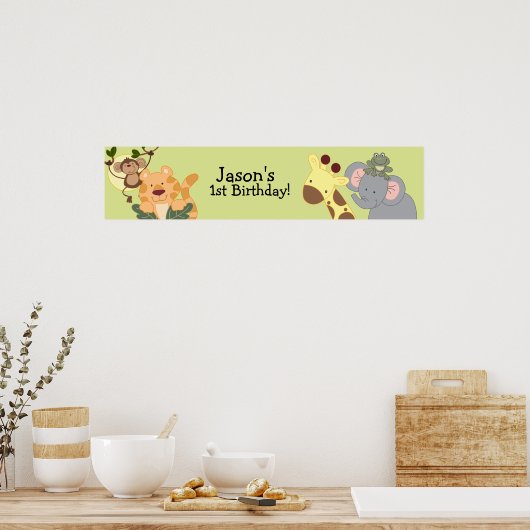 OERWOUD SAFARI Monkey Birthday Banner Poster (Keuken)