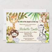 Oerwoud Safari Monkey Elephant Giraffe Baby shower Kaart (Voorkant)