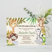 Oerwoud Safari Monkey Elephant Giraffe Baby shower Kaart (Staand voorkant)