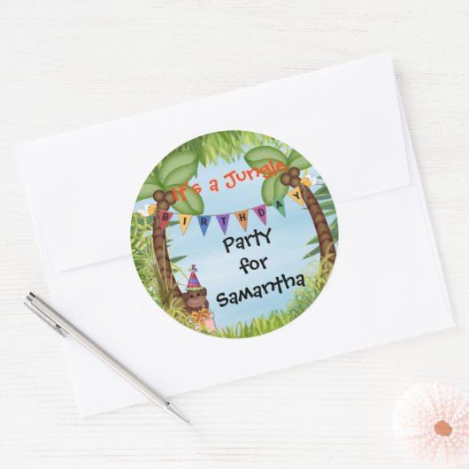 Oerwoud Safari Monkey Verjaardag Sticker (Envelop)