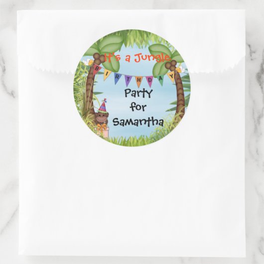 Oerwoud Safari Monkey Verjaardag Sticker (Tas)