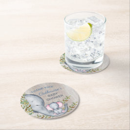 Oerwoud Safari Olifant Baby shower Dank u Ronde Kartonnen Onderzetter