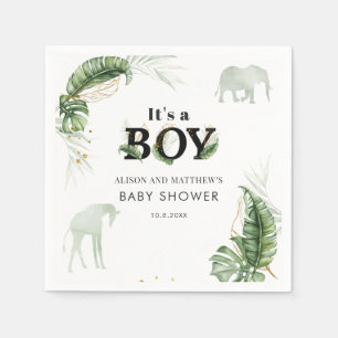 Oerwoud Safari Olifant Boy Baby shower Servet