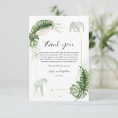 Oerwoud Safari Olifant Giraffe Baby shower Bedankkaart (Staand voorkant)