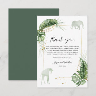 Oerwoud Safari Olifant Giraffe Baby shower Bedankkaart