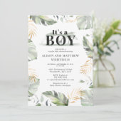 Oerwoud Safari Palm Leaves Couples Baby shower Kaart (Staand voorkant)