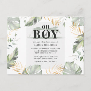 Oerwoud Safari Palm Leaves Giraffe Baby shower Uitnodiging Briefkaart