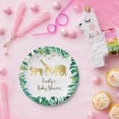 Oerwoud safari papier bord baby shower groen goud (Feest)