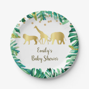 Oerwoud safari papier bord baby shower groen goud