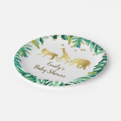Oerwoud safari papier bord baby shower groen goud (Gekanteld)