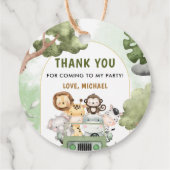 Oerwoud Safari Party Dieren 1e verjaardag Bedankjes Labels (Achterkant)