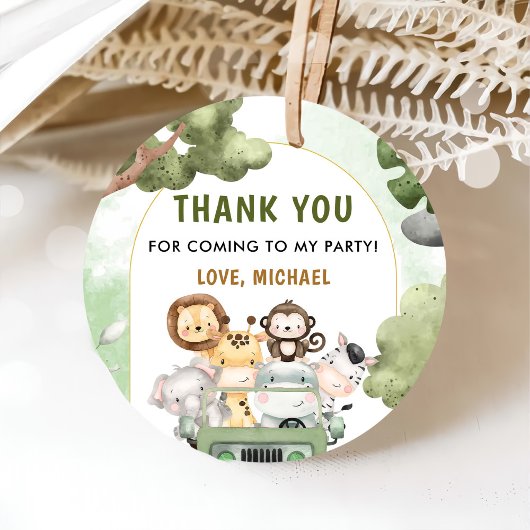 Oerwoud Safari Party Dieren 1e verjaardag Bedankjes Labels