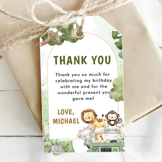 Oerwoud Safari Party Dieren 1e verjaardag Cadeaulabel