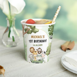 Oerwoud Safari Party Dieren 1e verjaardag Papieren Bekers