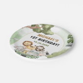 Oerwoud Safari Party Dieren 1e verjaardag Papieren Bordje (Gekanteld)