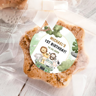 Oerwoud Safari Party Dieren 1e verjaardag Ronde Sticker