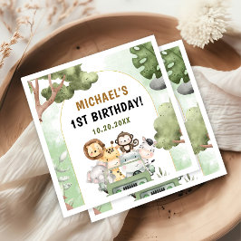 Oerwoud Safari Party Dieren 1e verjaardag Servet