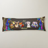 Oerwoud Safari Peacock Olifant Haas Rhino Monogram Lichaamskussen (Achterkant)