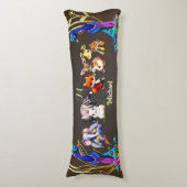 Oerwoud Safari Peacock Olifant Haas Rhino Monogram Lichaamskussen (Voorkant Verticaal)