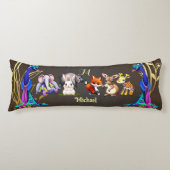 Oerwoud Safari Peacock Olifant Haas Rhino Monogram Lichaamskussen (Voorkant)