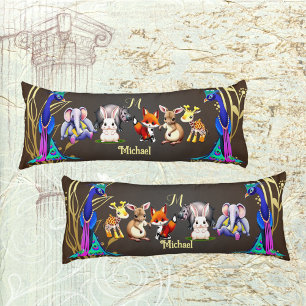 Oerwoud Safari Peacock Olifant Haas Rhino Monogram Lichaamskussen