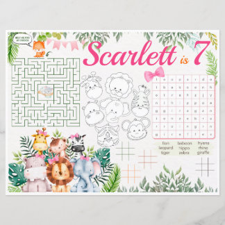 Oerwoud Safari Placemats, activiteitenblad Safari