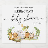 Oerwoud Safari Pop het als ze Baby shower Pop Sparkling Wijnetiket (Enkel label)