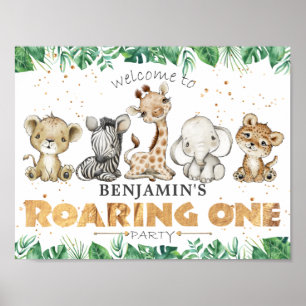 Oerwoud Safari Roaring Eén eerste verjaardag Poster