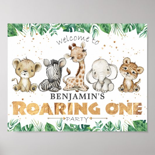 Oerwoud Safari Roaring Eén eerste verjaardag Poster (Voorkant)